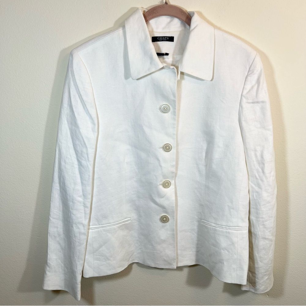 Chaps‎ White Linen Blazer Jacket Women’s 14